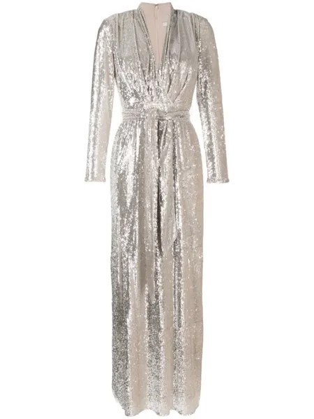 Вечернее платье с пайетками Badgley Mischka, серебристый
