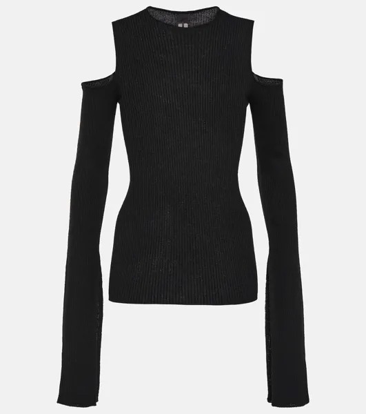 Топ из натуральной шерсти с вырезами Rick Owens, черный