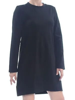 VERONA Женское черное платье-свитер с длинным рукавом с круглым вырезом выше колена S