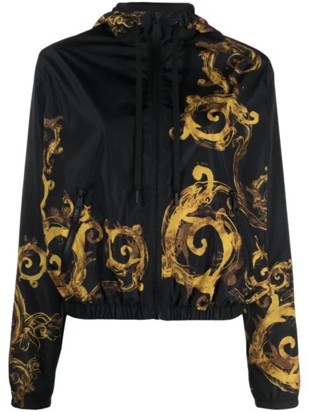 Versace Jeans Couture куртка с принтом Barocco и капюшоном, черный