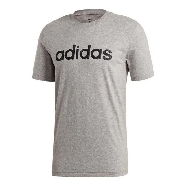 Футболка Men's adidas Alphabet Logo Sports Round Neck Short Sleeve light grey T-Shirt, серый