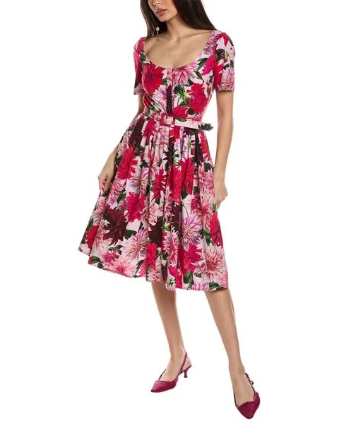 Платье-рубашка с поясом Oscar de la Renta, розовый