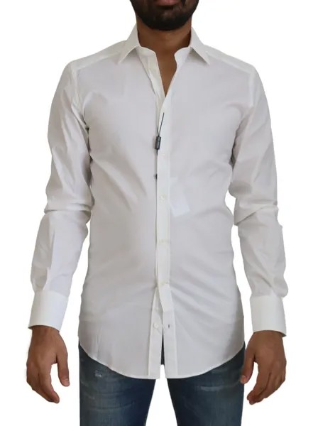 DOLCE - GABBANA Рубашка GOLD Белое хлопковое облегающее деловое платье 38/US15/XS 410 долларов США