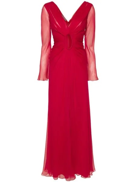 Alberta Ferretti шелковое платье с вырезами, розовый