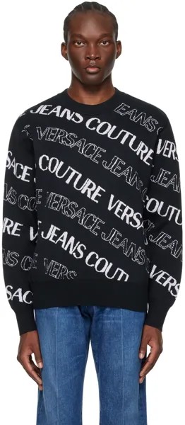 Черный свитер с волнами Versace Jeans Couture