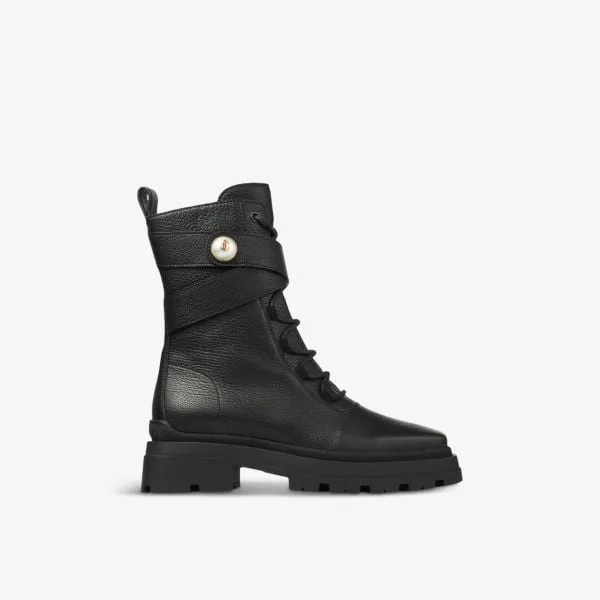 Ботильоны Noemi 45 из зернистой кожи на каблуке с логотипом Jimmy Choo, черный