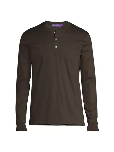 Футболка Henley с длинными рукавами Ralph Lauren Purple Label, цвет loden