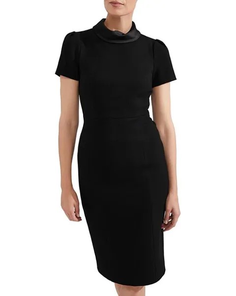 Платье-футляр Eloise с контрастным воротником и короткими рукавами HOBBS LONDON, цвет Black