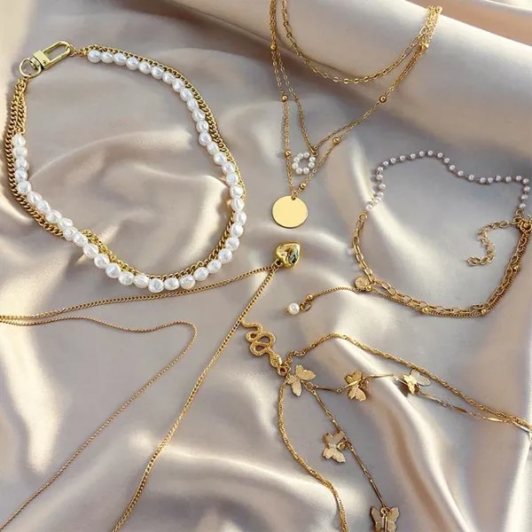 Мода Многослойное Сердце Змея Кулон Ожерелье для женщин Золотая Бабочка Цепочка Ожерелья Чокер Подарки Ювелирные изделия