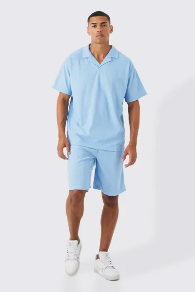 Комплект поло oversize ottoman rib revere Boohoo, синий
