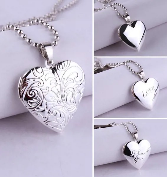 Романтическое очарование Сердце Медальон Подвески Мода Любовь Сердце Фото Рамка Кулон Ожерелье