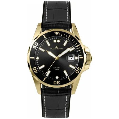 Наручные часы JACQUES LEMANS Jacques Lemans 1-2089D, черный, золотой