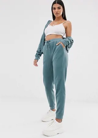 Флисовый спортивный костюм из худи на молнии базовых джоггеров ASOS DESIGN-Синий