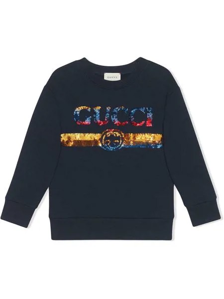 Gucci Kids толстовка 'Gucci' с логотипом и пайетками