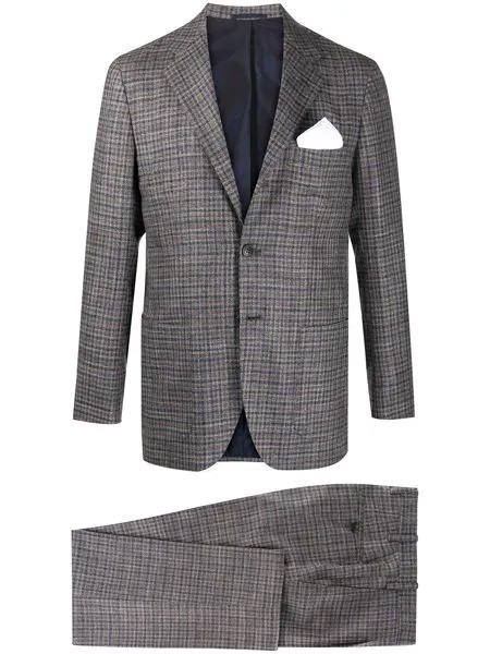Kiton клетчатый костюм с однобортным пиджаком