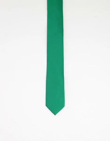Атласный галстук изумрудно-зеленого цвета Gianni Feraud-Зеленый цвет