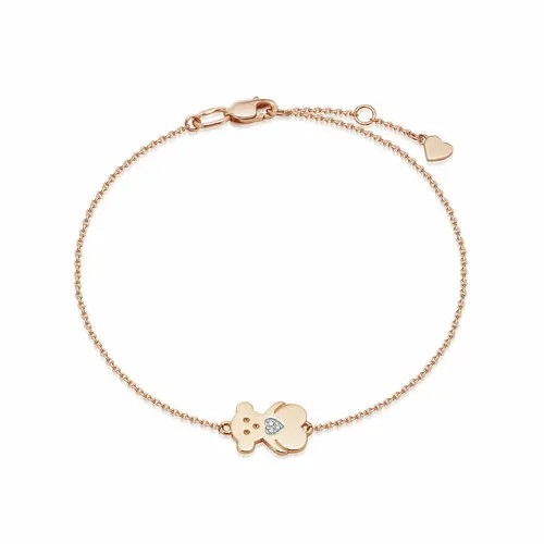 Браслет-цепочка Vesna jewelry, красное золото, 585 проба, родирование, бриллиант, длина 18.5 см.
