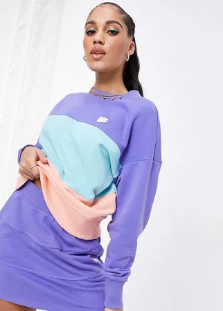 Фиолетово-оранжевый свитшот в стиле колор блок PUMA Downtown – эксклюзивно для ASOS-Голубой