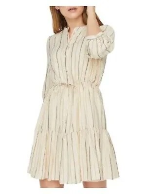 Женское бежевое платье с воротником-стойкой и рукавом 3/4 VERO MODA, короткое платье + расклешенное платье M