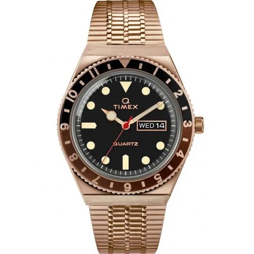 Наручные часы TIMEX Q Timex Reissue Наручные часы Timex Q Timex Reissue 263080, кварцевые, подсветка стрелок, водонепроницаемые, черный, золотой