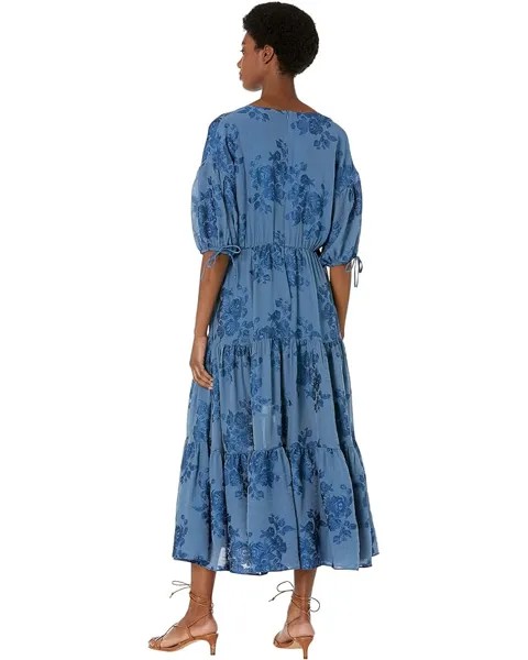 Платье Ted Baker Zilda-Puff Sleeve Midi with Fixed Wrap Front, синий