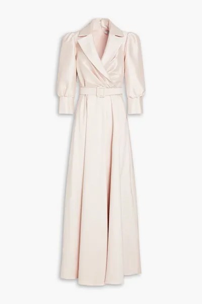 Плиссированное платье из фая с запахом BADGLEY MISCHKA, румян