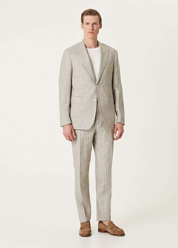 Льняной костюм Drop в 7 полосок Beymen Collection, бежевый