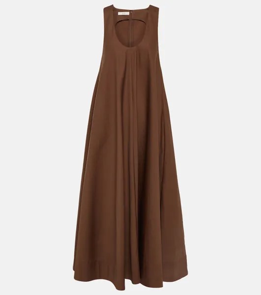 Платье миди из хлопка и шелка CO, коричневый