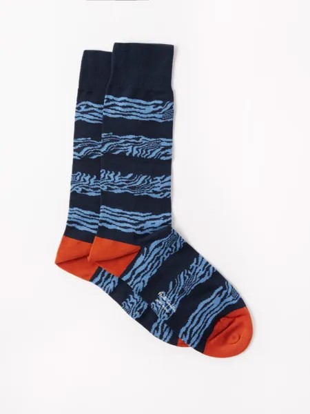 Носки dean из смесового хлопка с зебровым жаккардом Paul Smith, синий