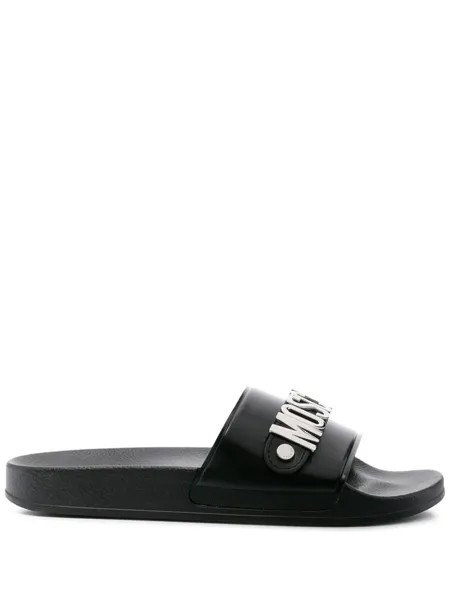 Moschino шлепанцы с логотипом, черный