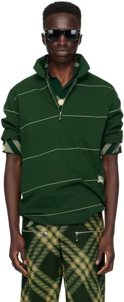 Зеленая полосатая футболка-поло Burberry