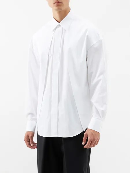 Плиссированная рубашка из поплина из органического хлопка Alexander McQueen, белый