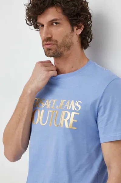 Хлопковая футболка Versace Jeans Couture, синий