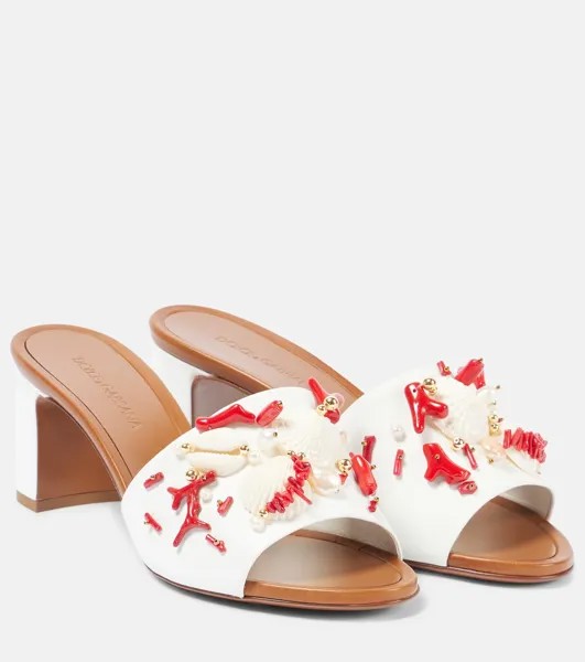Украшенные кожаные мюли Dolce&Gabbana, белый