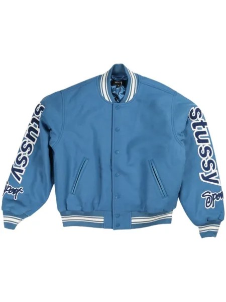 Stüssy куртка-бомбер с аппликацией логотипа, синий