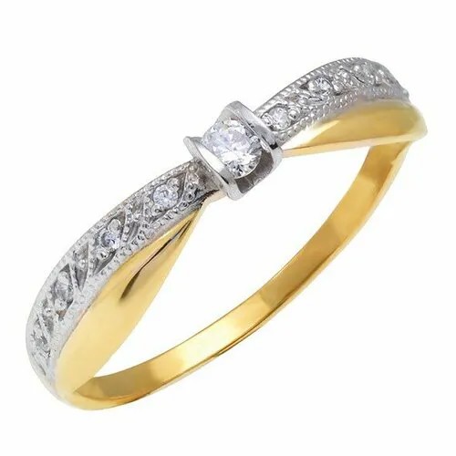 Кольцо Diamond Prime, белое, красное золото, 585 проба, бриллиант, размер 16