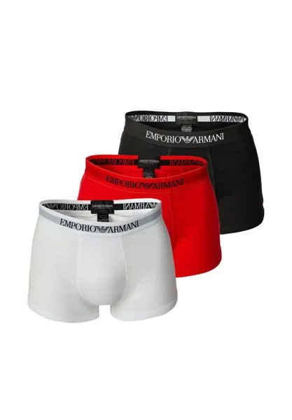 EMPORIO ARMANI EMPORIO ARMANI Мужские шорты-боксеры, набор из 3 шт. — мужские трикотажные плавки, чистый хлопок, однотонный EMPORIO ARMANI, цвет Rot Schwarz
