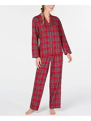 FAMILY PJs Женский красный топ на пуговицах Прямые штаны Фланелевая пижама M