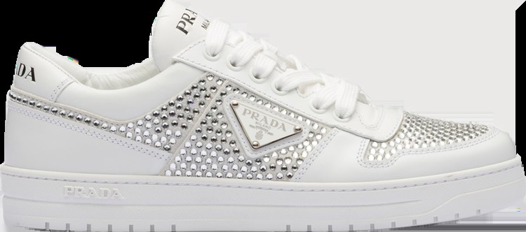Кроссовки Prada Wmns Leather Sneaker 'Crystals - White', белый