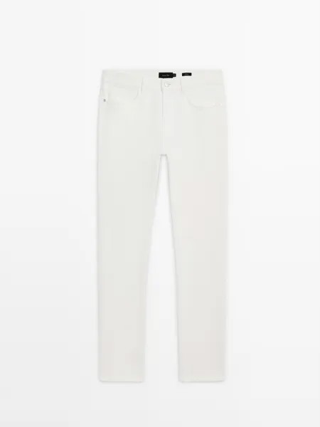 Зауженные джинсы из хлопковой смеси Massimo Dutti, бежевый