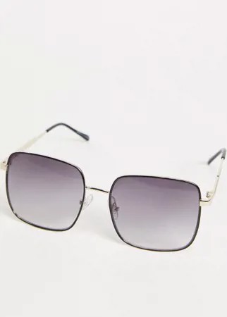 Большие солнцезащитные очки в черной металлической оправе Bershka-Черный