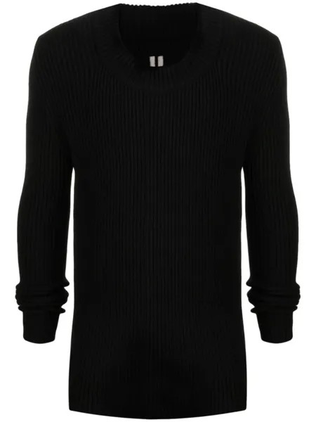 Rick Owens кашемировый джемпер в рубчик, черный