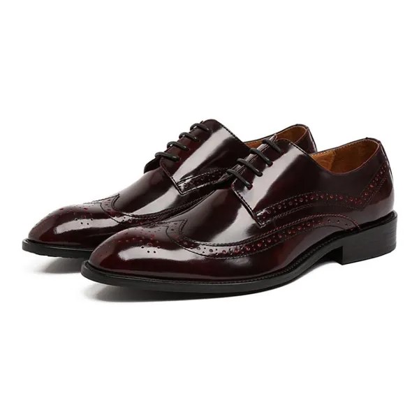 Туфли мужские из лакированной кожи, свадебная обувь с острым носком, классические, для работы и офиса, английский стиль, размеры 38-44