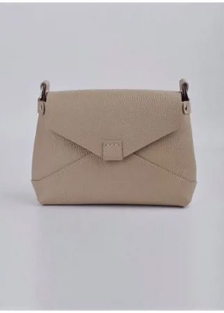 Кожаная женская сумка через плечо бежевая A003 beige grain Divalli