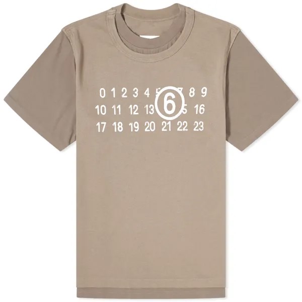 Футболка Mm6 Maison Margiela Number Logo T-Shirt, цвет Taupe