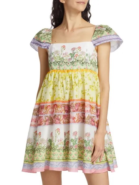 Мини-платье Babydoll с принтом Tamia Alice + Olivia, цвет Floral Festival