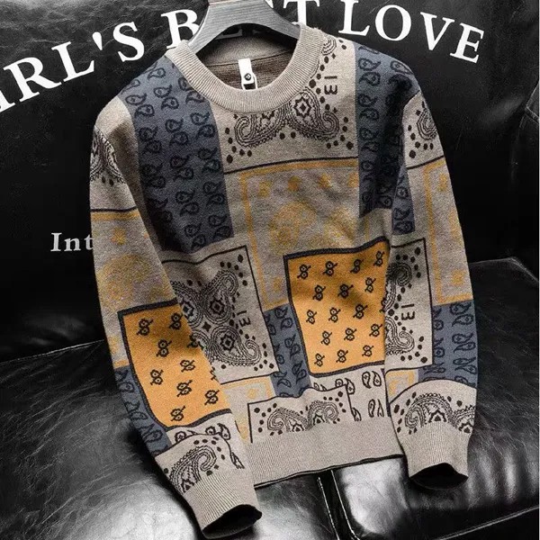 Высококачественный роскошный трендовый свитер с круглым вырезом для мужчин новинка осень-зима 2022 корейский Молодежный облегающий теплый п...