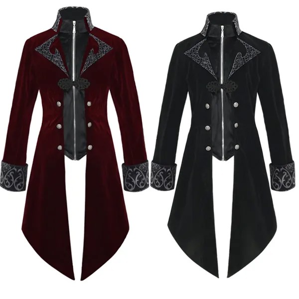 Модель 2022 года, Мужская средневековая ретро-куртка, готическое платье, пальто, смокинг, официальный костюм на Хэллоуин, мужские большие паль...