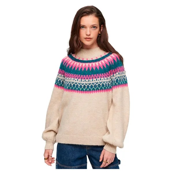 Свитер Superdry Slouchy Pattern Crew Neck, бежевый