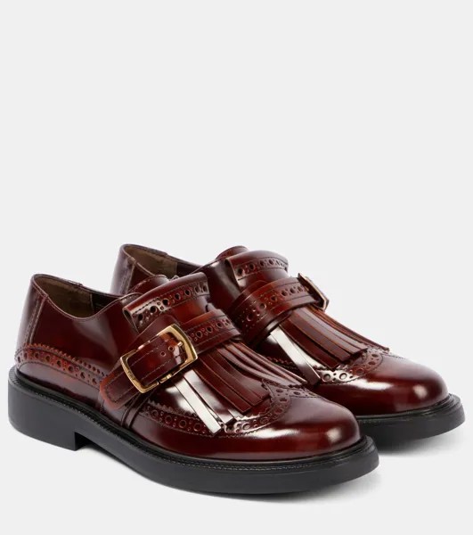 Кожаные туфли-монки с ремешками Tod'S, цвет cuoio scuro